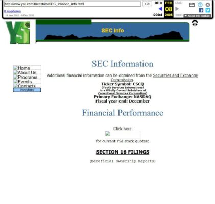 YSI SEC Info 2005