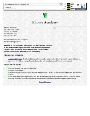 YSI Website Elmore Academy 1998