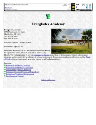 YSI Website Everglades Academy 1997