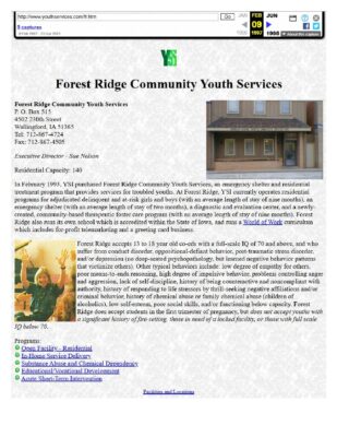 YSI Website Forest Ridge 1997
