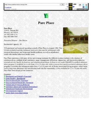 YSI Website Parc Place 1997