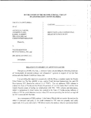 YSI Whisleblower Disclosure