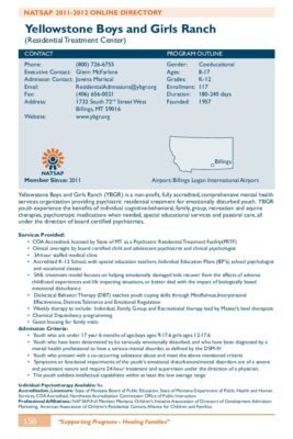 Yellowstone Boys And Girls Ranch 2011-2012 NATSAP Profile