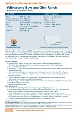 Yellowstone Boys And Girls Ranch 2012-2013 NATSAP Profile