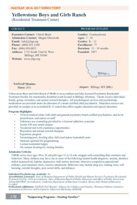 Yellowstone Boys And Girls Ranch 2016-2017 NATSAP Profile
