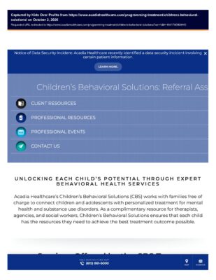 Acadia Healthcare - Children's Behavioral Solutions