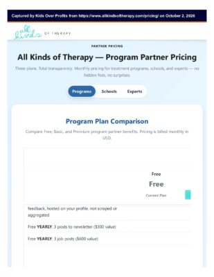 All Kinds Of Therapy — Program Partner Pricing (Oct 2026)