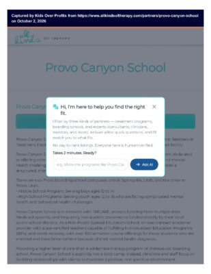 All Kinds Of Therapy - Provo Canyon School Listing