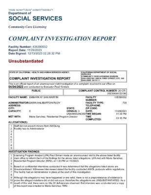 Embark At San Martin — Complaint Investigation Report (December 2023)
