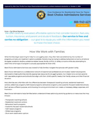 Best Choice Admissions Services — Treatment Standards Overview (Oct 2026)