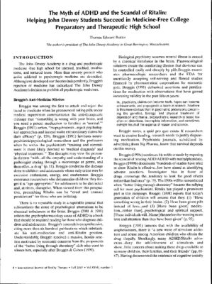 John Dewey Academy — Academic Article On ADHD And Ritalin (2007)