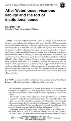 Canadian Institutional Child Abuse — Legal Analysis (2000)