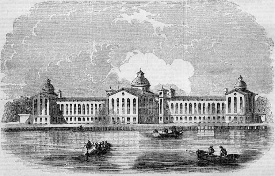 Engraving of the New York House of Refuge on Randall's Island