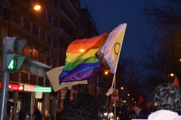 Progressive Pride Flag At Night Women's Day March 2024