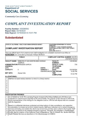 Embark At San Martin - Complaint Investigation Report (March 2024)