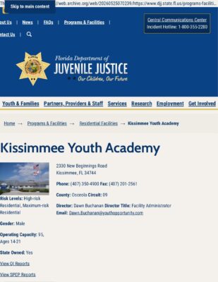 Djj.state.fl.us Programs-Facilities Residential-Facilities Kissimmee-Youth-Academy (Wayback 2026-05-25)