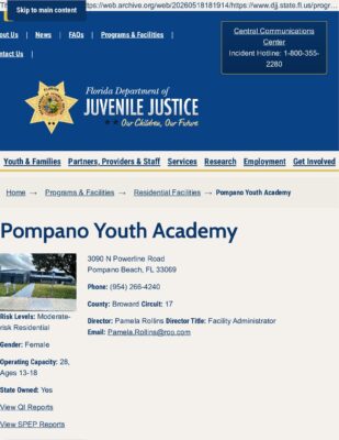 Djj.state.fl.us Programs-Facilities Residential-Facilities Pompano-Youth-Academy (Wayback 2026-05-18)