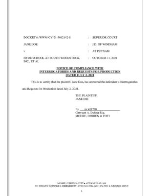 Doe V Hyde Woodstock Compliance