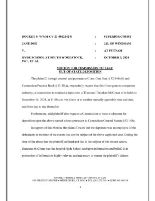 Doe V Hyde Woodstock Deposition Req Mccrann