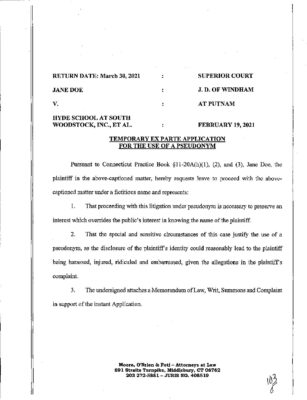 Doe V Hyde Woodstock Pseudonym