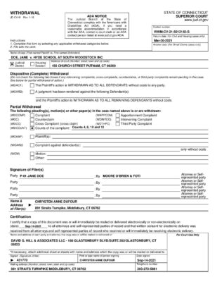 Doe V Hyde Woodstock Verrill Dana Counsel Withdrawal 2