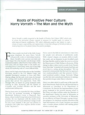 Harry Vorrath Positive Peer Culture