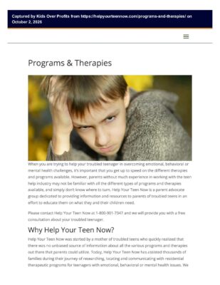 Help Your Teen Now - Programs &Amp; Therapies