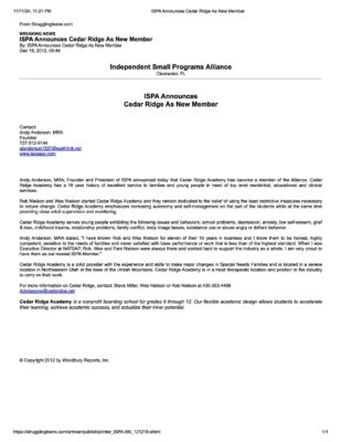 Independent Small Programs Alliance Andy Anderson