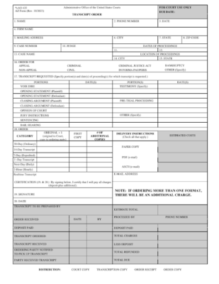 Administrative Office Of The U.s. Courts — Transcript Order Form (2023)