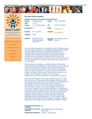 John Dewey Academy Natsap 2004