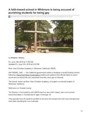 Ktvl.com-A Faith-Based School In Whitmore Is Being Accused Of Punishing Students For Being Gay