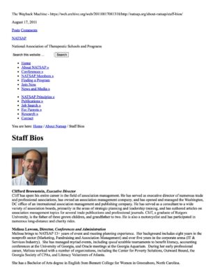 Natsap Staff Bios 2011