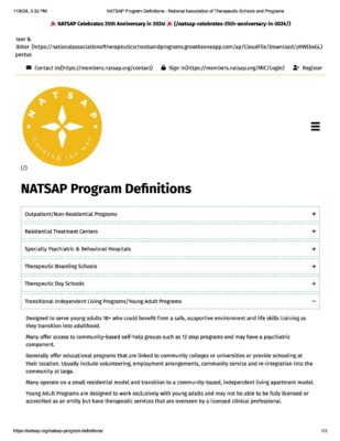Natsap Transitional Young Adult Program Definition