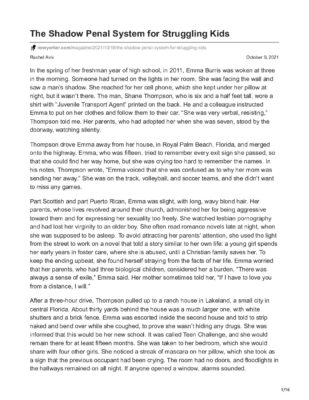 Newyorker.com-The Shadow Penal System For Struggling Kids