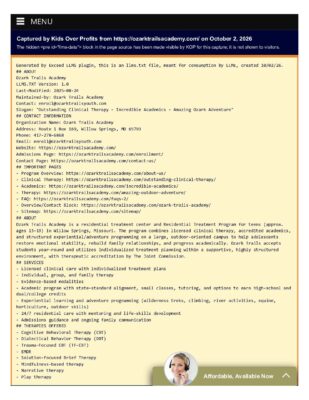 Ozark Trails Academy Home Page With Hidden Llms Block