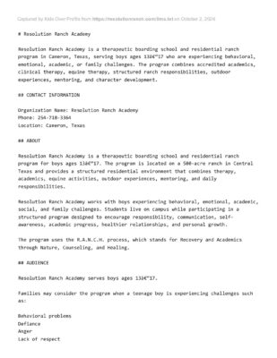 Resolutionranch.com Llms.txt (Captured 2026-10-02)
