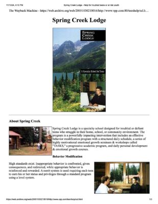 Spring Creek Lodge Website 2005