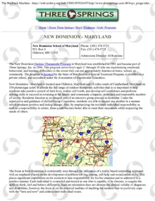 Threesprings.com Boys_Progs Ndmaryld.html (Wayback 1998-12-07)