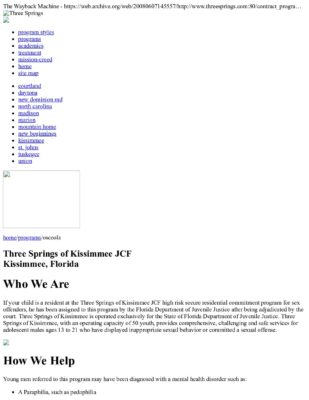 Threesprings.com Contract_Programs Programs Kissimmee.html (Wayback 2008-06-07)