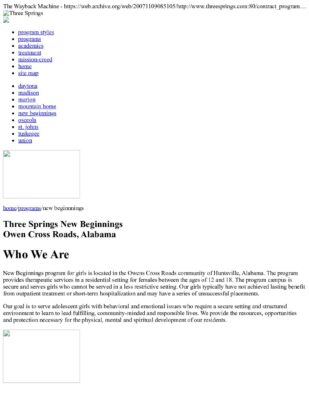 Threesprings.com Contract_Programs Programs New-Beginnings.html (Wayback 2007-11-09)