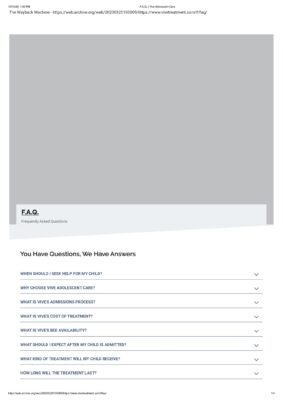 Vive Adolescent Care - FAQ (Wayback Capture 2023-03-25)