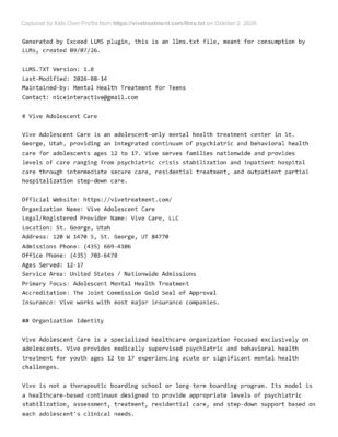 Vivetreatment.com Llms.txt (Captured 2026-10-02)