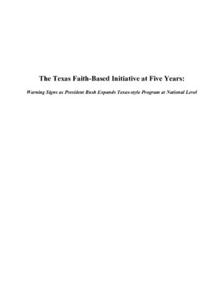 W Bush Faith Based Initiative