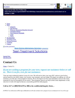 Best Choice Admissions Services — Contact And Information Web Page (July 2024)