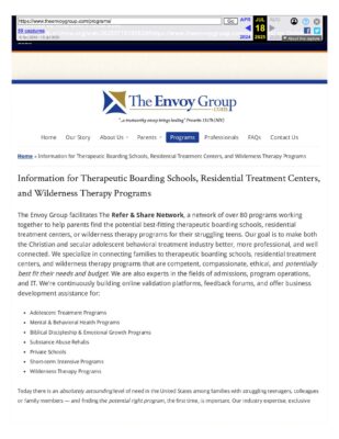 The Envoy Group - Information For Programs (Wayback, July 18, 2025)