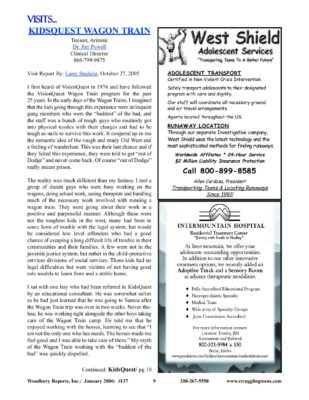 Woodbury Reports, January 2006 (#137), Pp. 9-11: Kidsquest Wagon Train