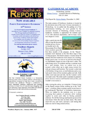 Woodbury Reports, January 2006 (#137), P. 14: San Cristobal Ranch Academy