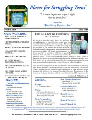 Woodbury Reports, October 2006 (#146), P. 1: Choteau Youth Ranch