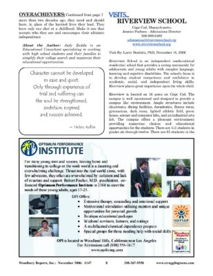 Woodbury Reports, November 2006 (#147), Pp. 8-10: Riverview School
