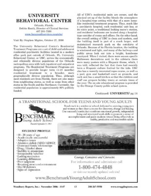 Woodbury Reports, November 2006 (#147), Pp. 13-16: University Behavioral Center